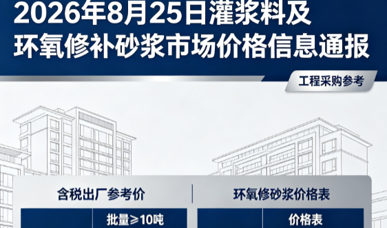 平陆2026年8月25日灌浆料及环氧修补砂浆市场价格信息通报